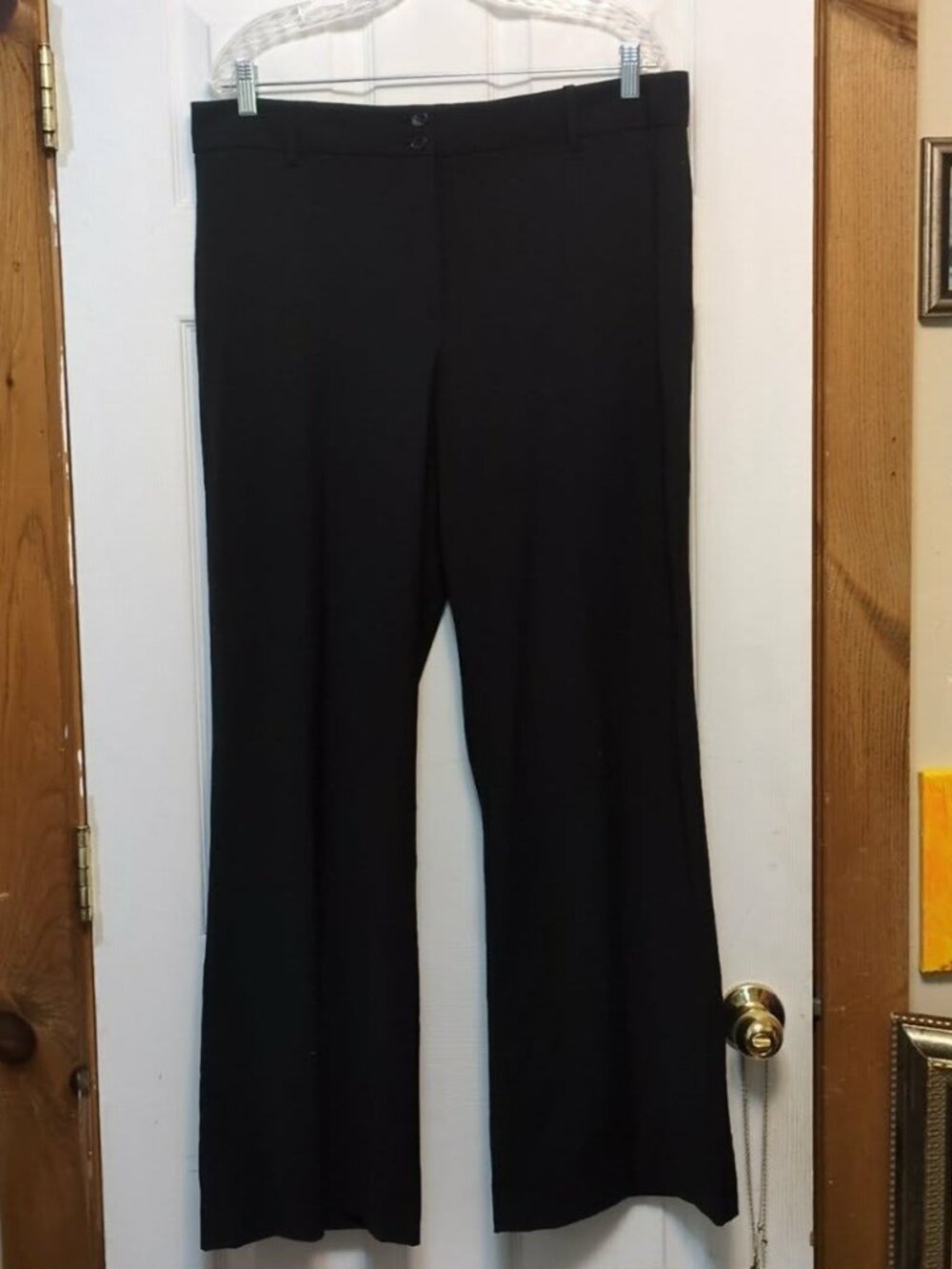 Talbots Black Wool Trousers Dress Pants Wide Leg Minimalist Womens Sz 16 Office